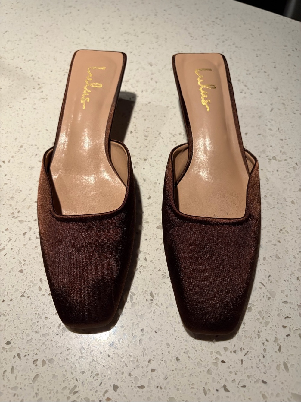 Lulu's Chocolate Brown Satin Square-Toe Mule